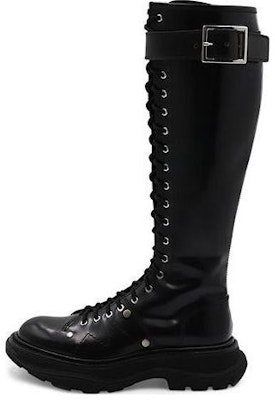 (Women) Alexander McQueen Tread Lace Up Boot 'Black Silver' 595466-WHZ81-1081 Buy (Women) Alexander McQueen Tread Lace Up Boot 'Black Silver' 595466-WHZ81-1081