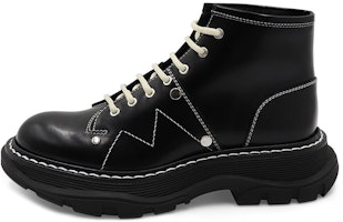 (Women) Alexander McQueen Tread Lace Up Boot 'Black Silver' 595469WHQSG1090 (Women) Alexander McQueen Tread Lace Up Boot 'Black Silver' 595469WHQSG1090