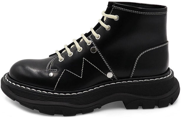(Women) Alexander McQueen Tread Lace Up Boot 'Black Silver' 595469WHQSG1090 Buy (Women) Alexander McQueen Tread Lace Up Boot 'Black Silver' 595469WHQSG1090