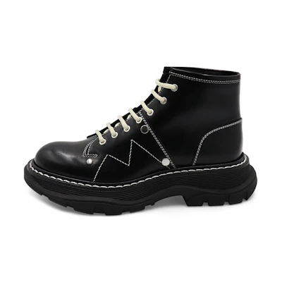 (W) Alexander McQueen Tread Lace Up Boot 'Black Silver'