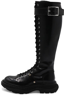 (Women) Alexander McQueen Tread Lace Up Boot 'Black Silver' 595466-WHZ81-1081 Order (Women) Alexander McQueen Tread Lace Up Boot 'Black Silver' 595466-WHZ81-1081