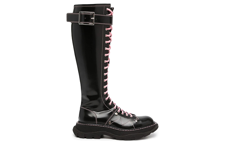 Order (W) Alexander McQueen Tread Lace Up Boot 'Hitam Pastel Pink' 595466-WHZ88-1336