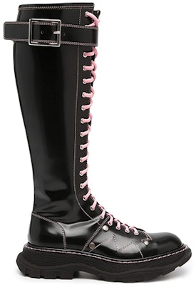 (Women) Alexander McQueen Tread Lace Up Boot 'Black Pastel Pink' 595466-WHZ88-1336 Order (Women) Alexander McQueen Tread Lace Up Boot 'Black Pastel Pink' 595466-WHZ88-1336