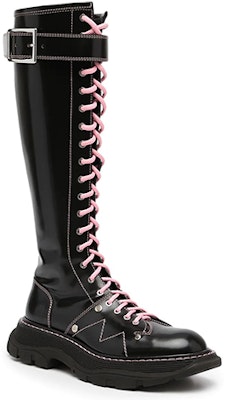 (Women) Alexander McQueen Tread Lace Up Boot 'Black Pastel Pink' 595466-WHZ88-1336 Lookbook (Women) Alexander McQueen Tread Lace Up Boot 'Black Pastel Pink' 595466-WHZ88-1336