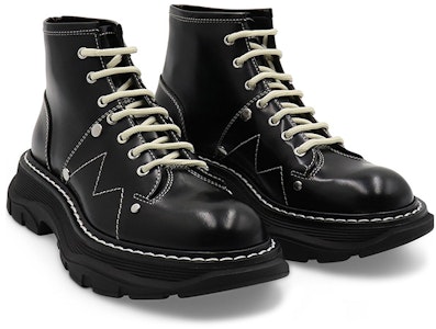 (W) 알렉산더 맥퀸 트레드 레이스업 부츠 '블랙 실버' 595469WHQSG1090 Shop (W) 알렉산더 맥퀸 트레드 레이스업 부츠 '블랙 실버' 595469WHQSG1090