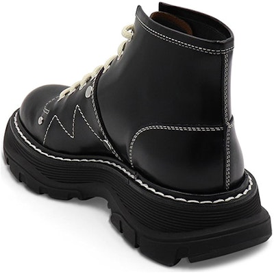(Women) Alexander McQueen Tread Lace Up Boot 'Black Silver' 595469WHQSG1090 Purchase (Women) Alexander McQueen Tread Lace Up Boot 'Black Silver' 595469WHQSG1090