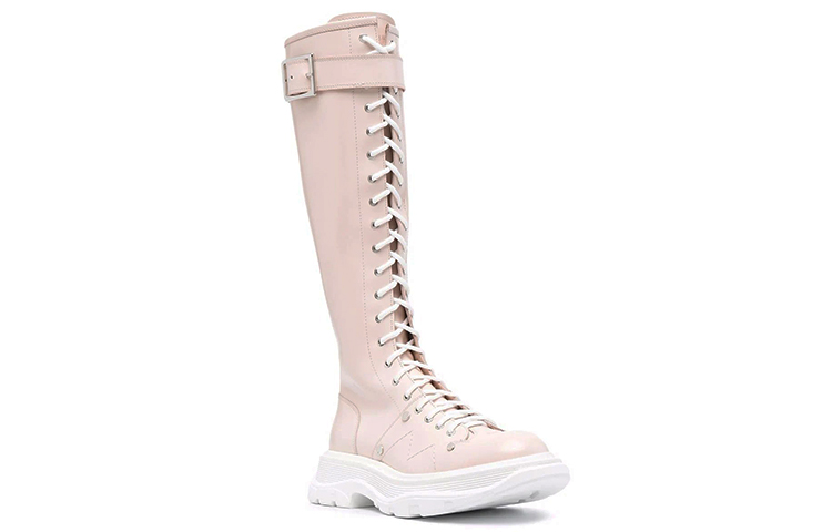 Shop (W) アレキサンダー・マックイーン トレッド レースアップ ブーツ ピンク 595466-WHZ81-6834