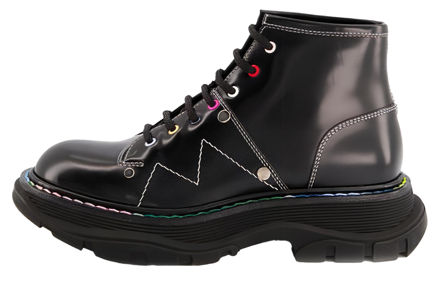 (Women) Alexander McQueen Tread Lace Up Boots 'Black Multicolor' 595469WHZ8S1032