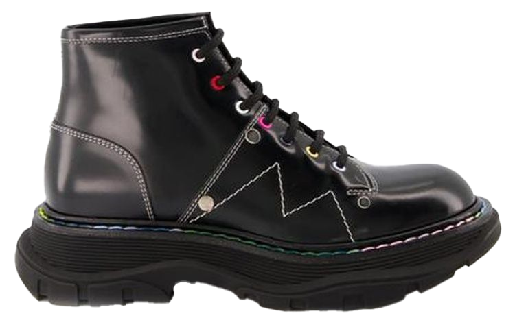 Order (W) Alexander McQueen Tread Lace Up Boots ''Zwart Multicolor'' 595469WHZ8S1032