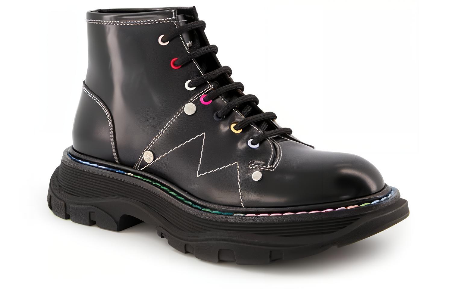 Lookbook (W) アレキサンダー・マックイーン トレッド レースアップ ブーツ (ブラックマルチ) 595469WHZ8S1032