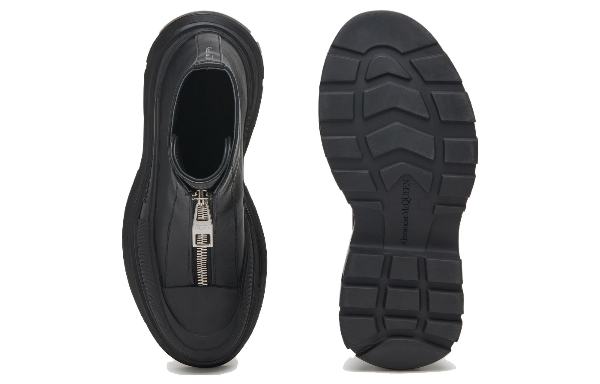 Shop (W) アレキサンダー・マックイーン トレッド スリック 黒革 ローカット 766901WHZ6U1000