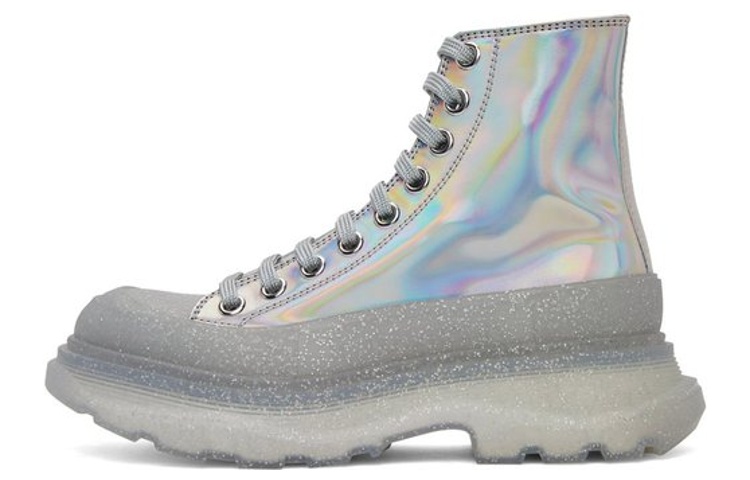 Buy 亞歷山大麥昆 Tread Slick 系帶 厚底鞋 女款 銀色