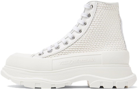 Alexander McQueen 亞歷山大·麥昆 Tread Slick 時尚綁帶圓頭 短筒 馬丁靴 女款 白色 Buy Alexander McQueen 亞歷山大·麥昆 Tread Slick 時尚綁帶圓頭 短筒 馬丁靴 女款 白色