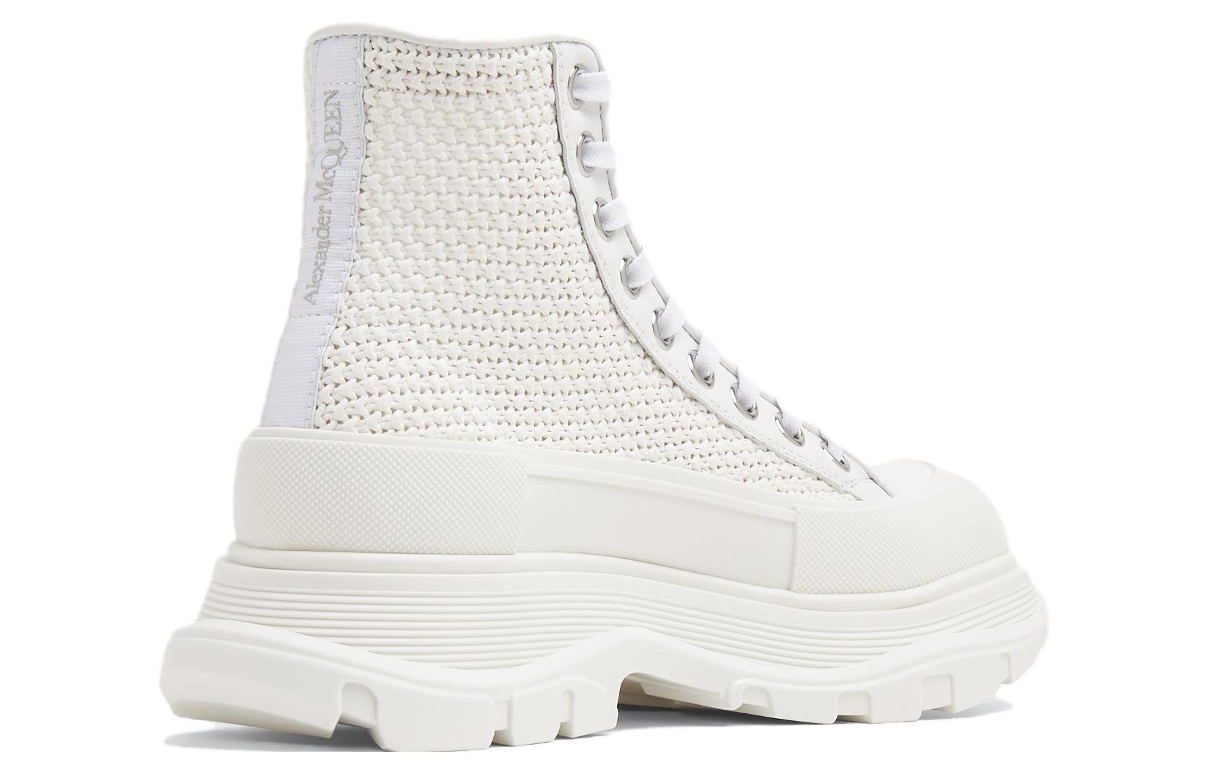 Shop (W) Alexander McQueen Tread Slick 'Canvas Putih High Top' 755632W4WA49348