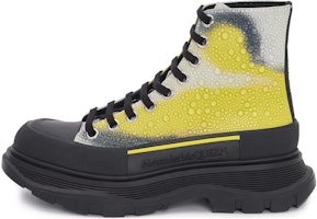 (Women) Alexander McQueen Tread Slick Lace Up Boot Mushroom Spores Print Embellished Crystals White Yellow Black 'Multi' 718374WICU28942 (Women) Alexander McQueen Tread Slick Lace Up Boot Mushroom Spores Print Embellished Crystals White Yellow Black 'Multi' 718374WICU28942