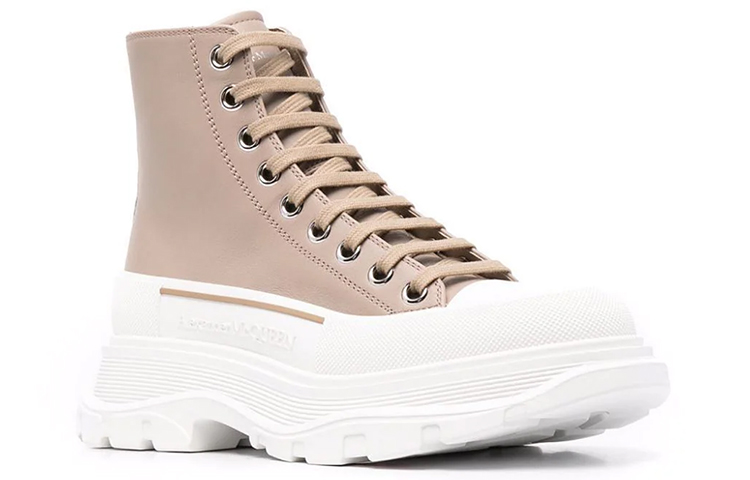 Order (W) 亚历山大·麦昆米色皮革厚底系带靴 633900-WHZ62-2618