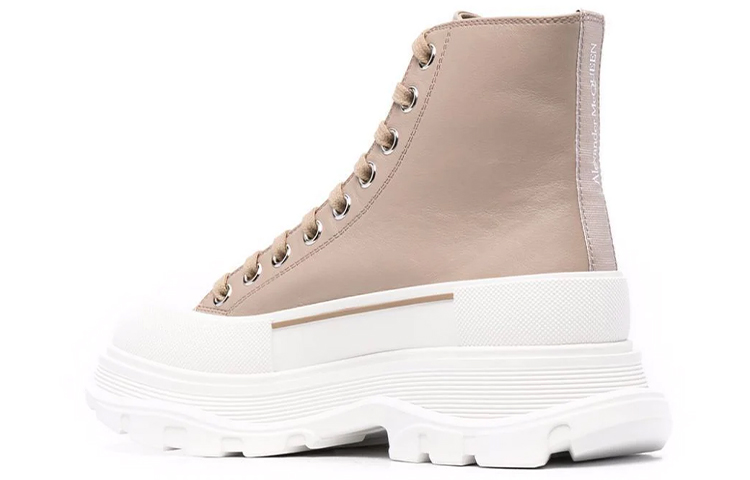 Lookbook (W) 亚历山大·麦昆米色皮革厚底系带靴 633900-WHZ62-2618