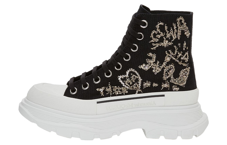 (Women) Alexander McQueen Tread Slick Boot 'Black Gold Crystal' 710407W4TGC1320