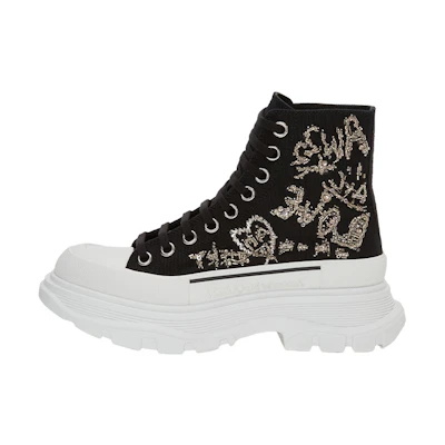 (W) Alexander McQueen Tread Slick Boot 'Black Gold Crystal'