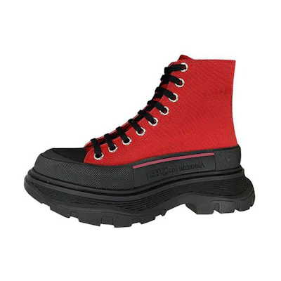 (W) Alexander McQueen Tread Slick Boot 'Black Red Canvas'