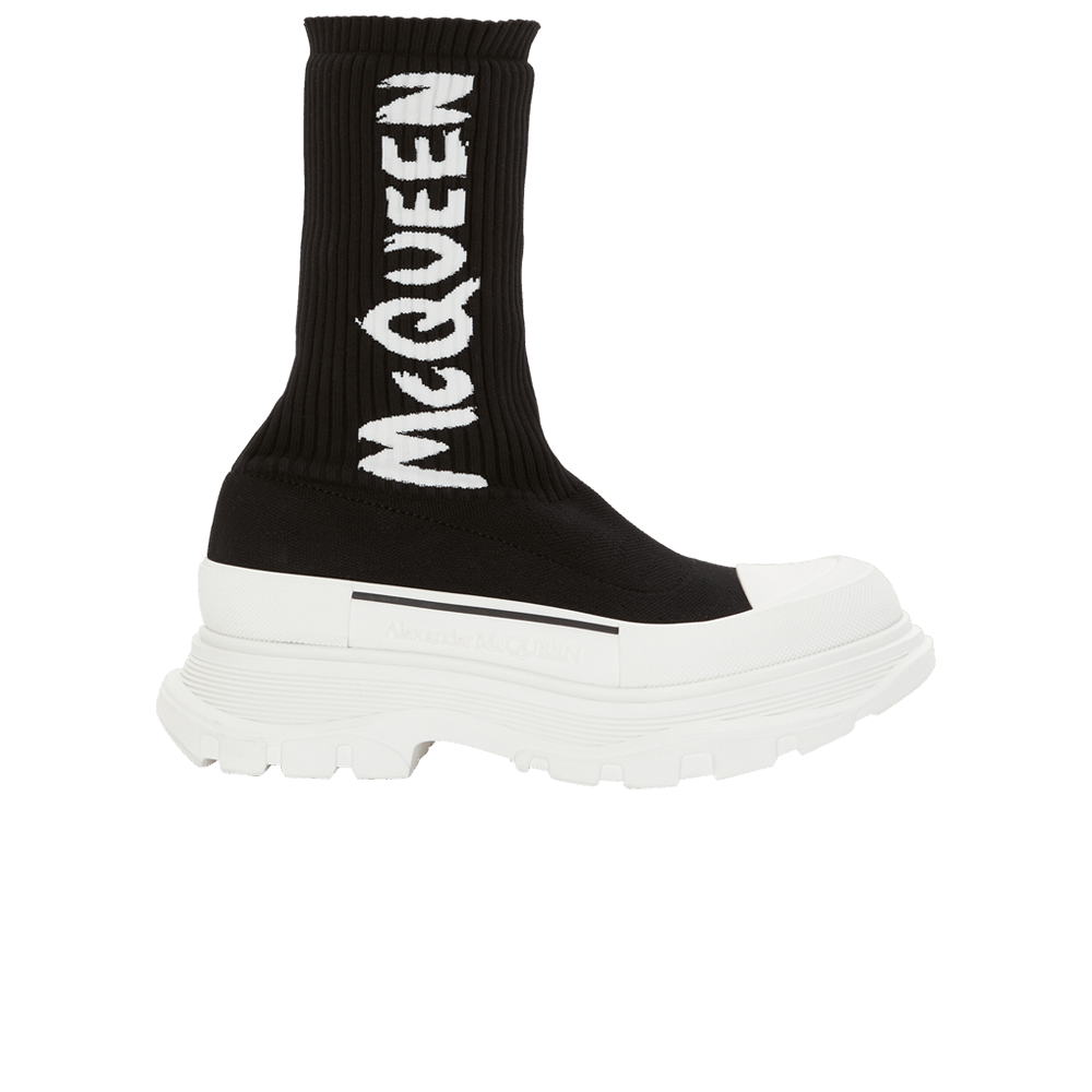 (Women) Alexander McQueen Tread Slick Boot 'Black White' 708096-W4U51-1041