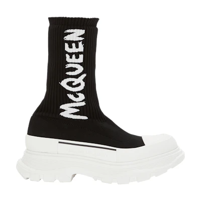 (W) Alexander McQueen Tread Slick Boot 'Black White'