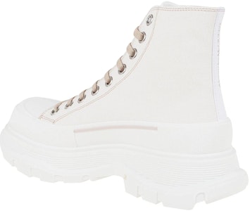 亞歷山大·麥昆 (Alexander McQueen) 短筒 帆布 系帶封口 Tread Slick 女款 粉白 馬丁靴 Purchase 亞歷山大·麥昆 (Alexander McQueen) 短筒 帆布 系帶封口 Tread Slick 女款 粉白 馬丁靴