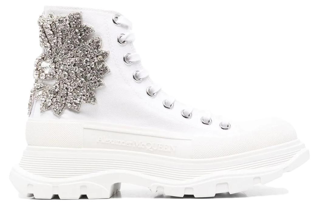 Order (W) Alexander McQueen Tread Slick Boot 'Bordir Kristal Awan - Putih' 701165-W4TG3-9348