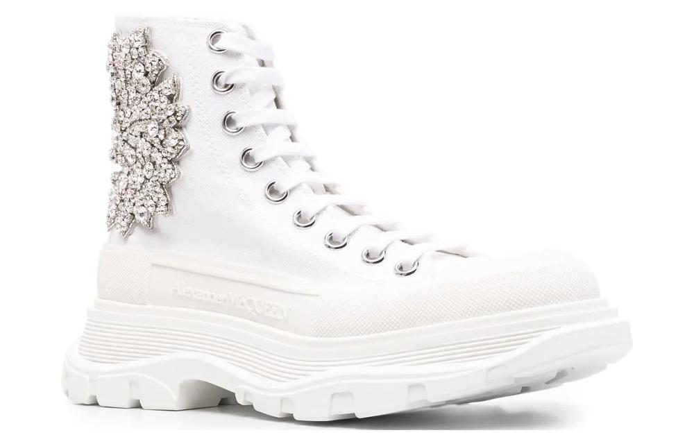 Lookbook (W) Alexander McQueen Tread Slick Boot 'Bordir Kristal Awan - Putih' 701165-W4TG3-9348