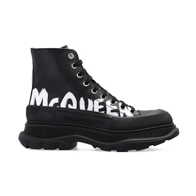 (W) Alexander McQueen Tread Slick Boot 'Graffiti Logo - Black'