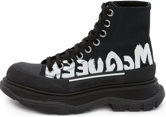 (Women) Alexander McQueen Tread Slick Boot 'McQueen Graffiti Logo - Black' 676718W4RQ21006 Buy (Women) Alexander McQueen Tread Slick Boot 'McQueen Graffiti Logo - Black' 676718W4RQ21006