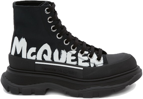 (Women) Alexander McQueen Tread Slick Boot 'McQueen Graffiti Logo - Black' 676718W4RQ21006 Order (Women) Alexander McQueen Tread Slick Boot 'McQueen Graffiti Logo - Black' 676718W4RQ21006