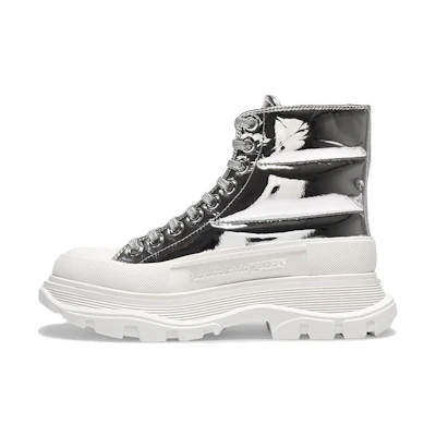 (W) Alexander McQueen Tread Slick Boot 'Silver'