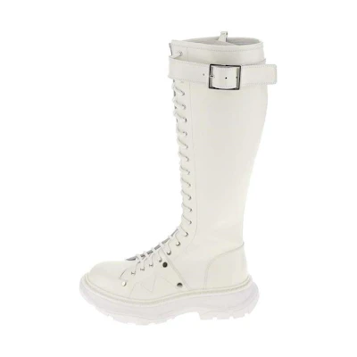 (W) Alexander McQueen Tread Slick Boot 'White Silver'