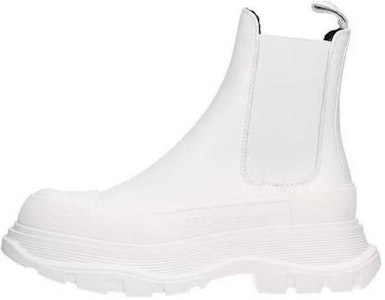 亞歷山大·麥昆 Tread Slick 小牛皮 簡約舒適 中筒休閒切爾西靴 女款 白 Buy 亞歷山大·麥昆 Tread Slick 小牛皮 簡約舒適 中筒休閒切爾西靴 女款 白