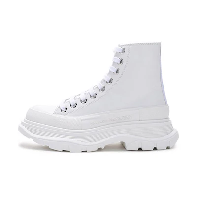 (W) Alexander McQueen Tread Slick Boot 'White Silver'