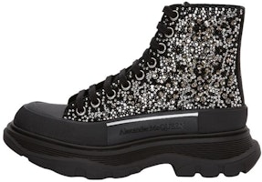 (Women) Alexander McQueen Tread Slick Boot Black Silver Crystal 708091WIBA31081 (Women) Alexander McQueen Tread Slick Boot Black Silver Crystal 708091WIBA31081