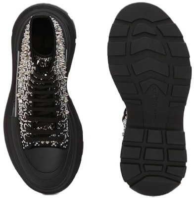 (W) Alexander McQueen Tread Slick Boot Hitam Perak Kristal 708091WIBA31081 Purchase (W) Alexander McQueen Tread Slick Boot Hitam Perak Kristal 708091WIBA31081