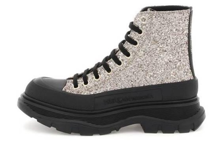 (Women) Alexander McQueen Tread Slick Boots 'Silver Gold Black' 697080W4VJ22265