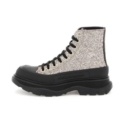 (W) Alexander McQueen Tread Slick Boots 'Silver Gold Black'