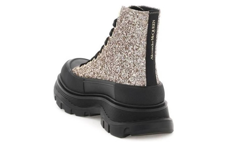 Purchase (W) (女性用) アレキサンダー・マックイーン トレッド・スリック ブーツ 'シルバー ゴールド ブラック' 697080W4VJ22265 697080W4VJ22265