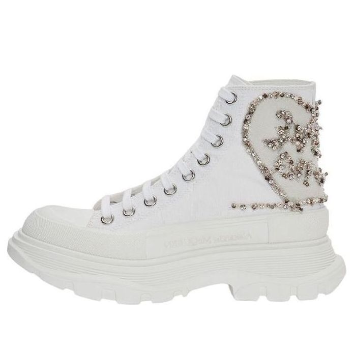 (Women) Alexander McQueen Tread Slick Boot 'White Silver Crystal' 710406W4TGB9423