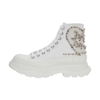 (W) Alexander McQueen Tread Slick Boot 'White Silver Crystal'
