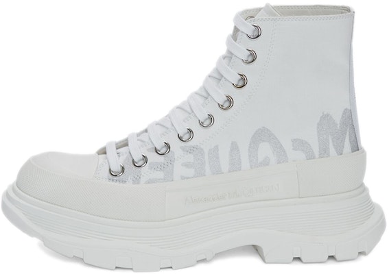 (Women) Alexander McQueen Tread Slick Boots 'White Silver' 676718W4RQ29071 Buy (Women) Alexander McQueen Tread Slick Boots 'White Silver' 676718W4RQ29071