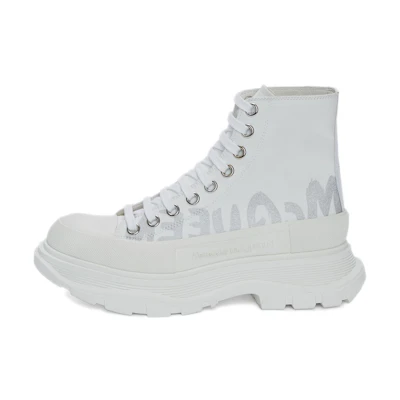 (W) Alexander McQueen Tread Slick Boots 'White Silver'