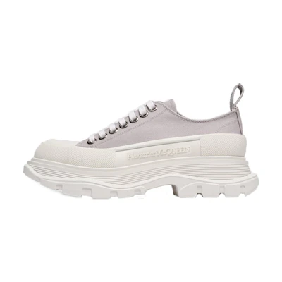 (W) Alexander McQueen Tread Slick Canvas Lace Up Shoes 'Grey White'