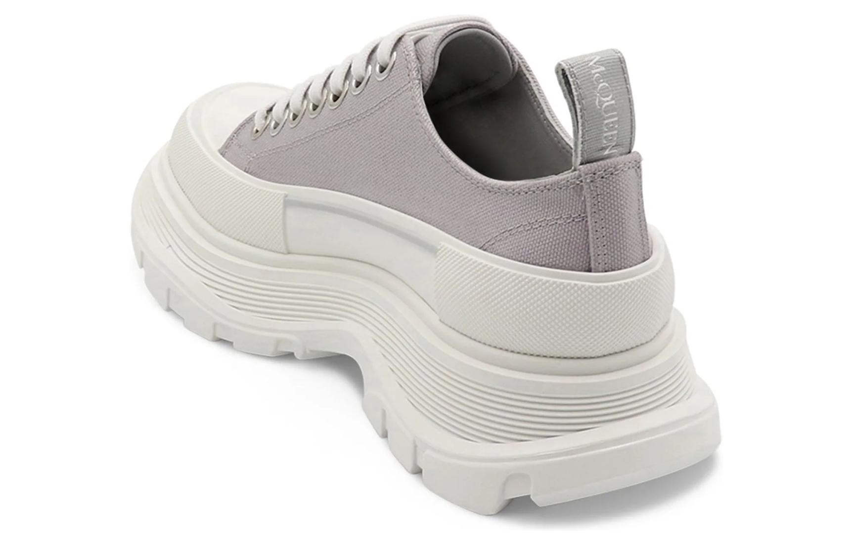(W) Alexander McQueen Tread Slick Canvas Lace Up Shoes 'Grey White' 圖 4