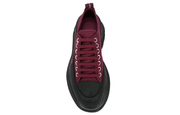 (W) Alexander McQueen Tread Slick Canvas Lace Up Shoes 'Burgundy Black' 圖 5
