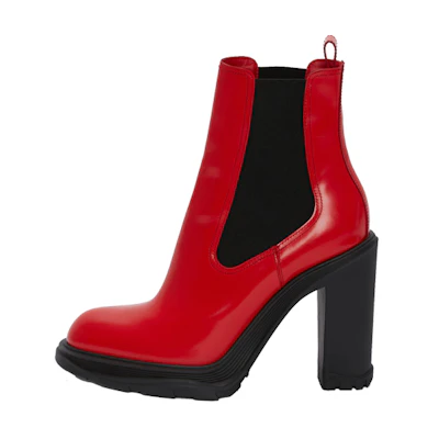 (W) Alexander McQueen Tread Slick Chelsea Boot 'Red'
