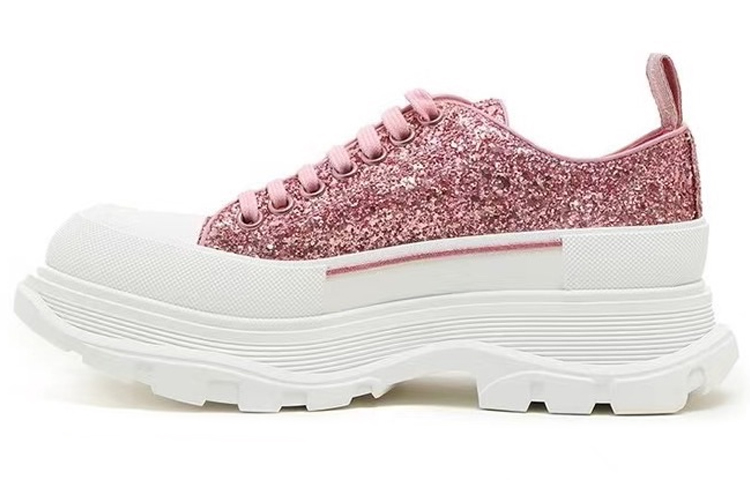 Buy (W) 亚历山大·麦昆 Tread Slick 粉色闪光低帮运动鞋 666805W4JF45489